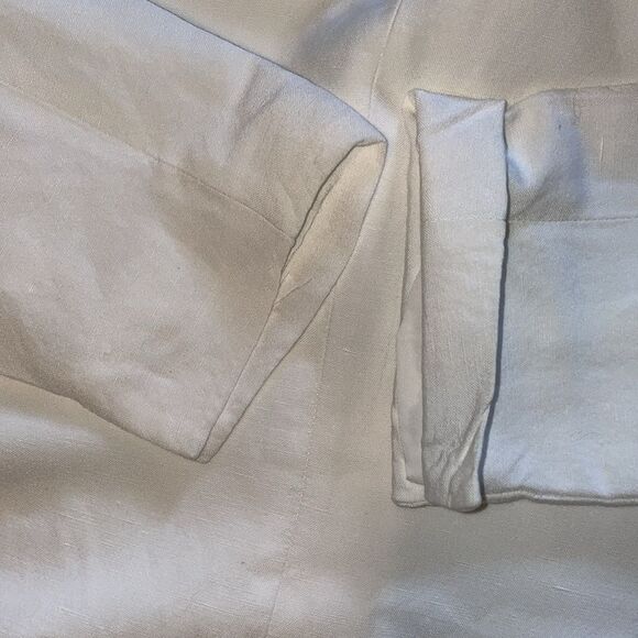 Kasper size 4 white linen blazer jacket EUC classic double pocket single button - Picture 7 of 13